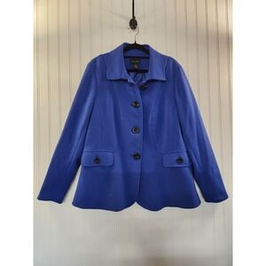 Focus 2000 Women's Cobalt Blue Jersey Knit Oversized Buttons Jacket Size 18W